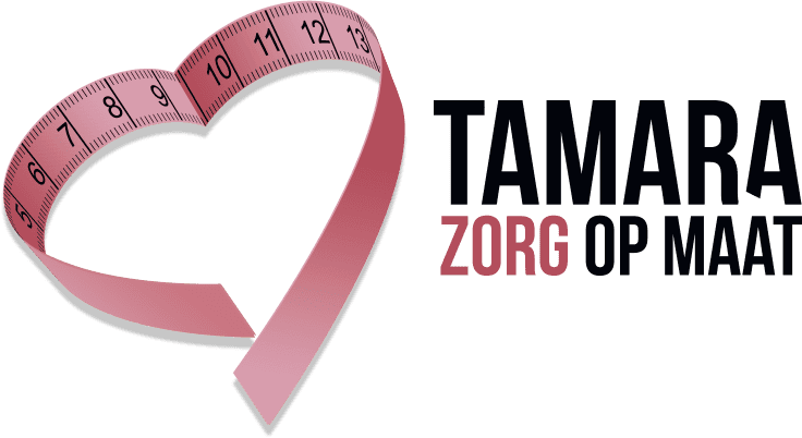 Maatwerk zorg logo with heart-shaped tape measure voor persoonlijke zorg op maat.